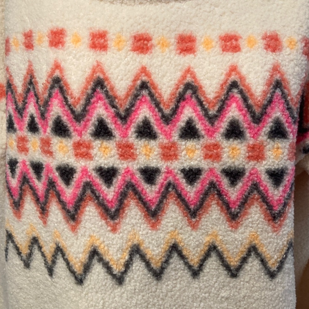 LOFT Cream Sweater with Pink and Black Pattern - Picture 3 of 11